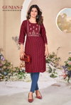 Gunjan By Sangeet Rayon Gold Khadi Printed Kurtis Wholesale Price In Surat